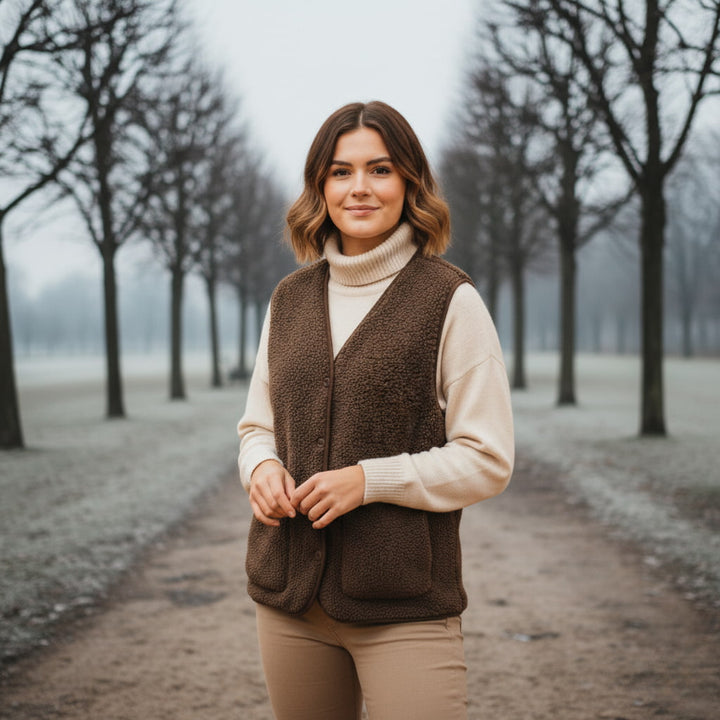 Berit | Chloe Dame Forårs Casual Varm Sherpa Vest