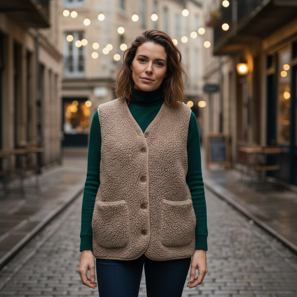 Berit | Chloe Dame Forårs Casual Varm Sherpa Vest