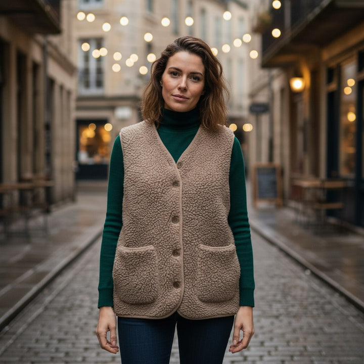 Berit | Chloe Dame Forårs Casual Varm Sherpa Vest