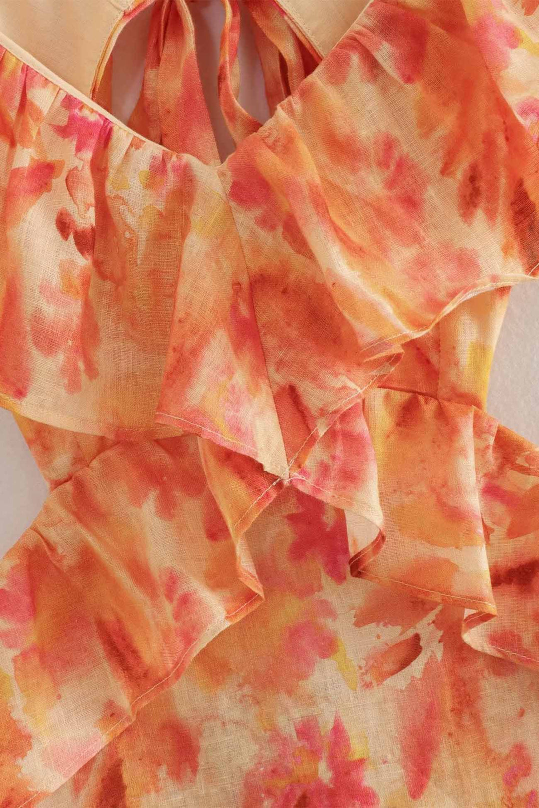 Charlotte | Blomstret Elegant Maxi Kjole Med Flæser