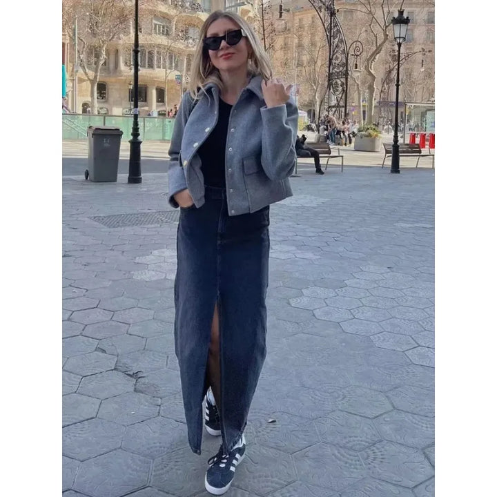 Josefine | Kvinders Vinter Kort Casual Jakke med Knapper - Freya Kobenhavn