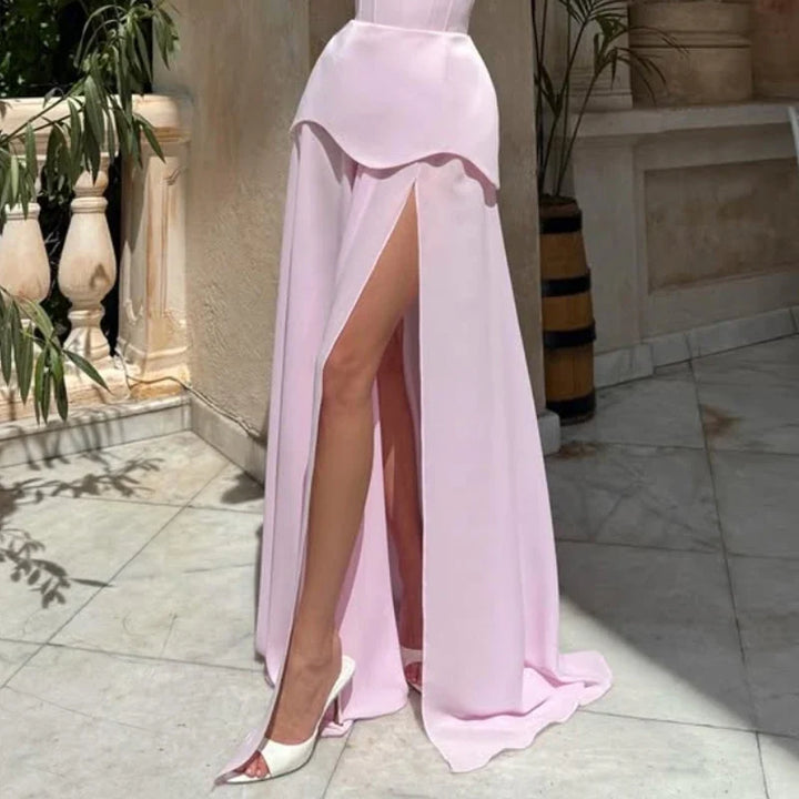 Malou | Kvinde Stropløs Peplum Høj-Slidt Bryllupsgæst Kjole - Freya Kobenhavn