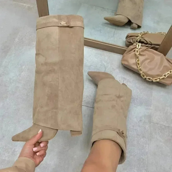 Babette | Dame Læder Lårhøje Støvler med Spænde - Freya Kobenhavn