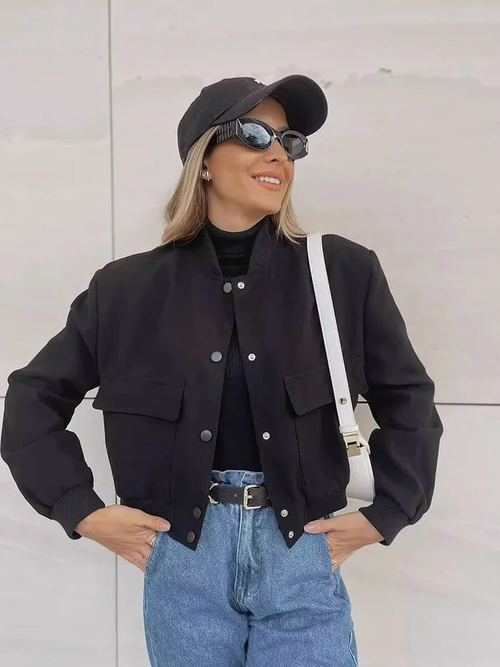 Kathrine | Kvinders Vinter Casual Kort Jakke med Knaplukning - Freya Kobenhavn