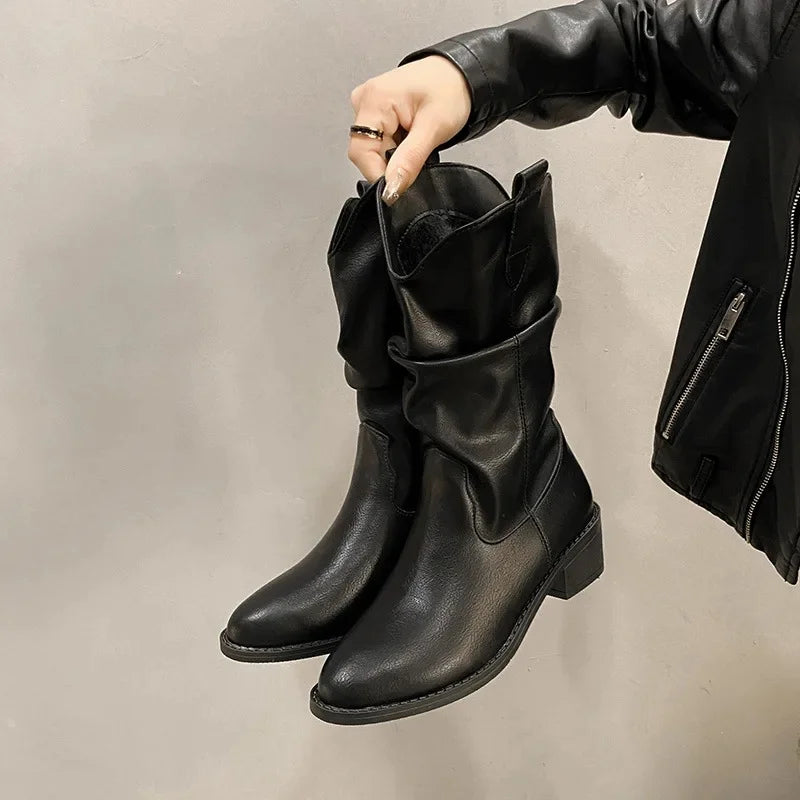 Lovise | Dame Læder Knæhøje Støvler med Hæle - Freya Kobenhavn