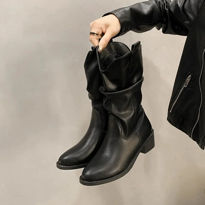 Lovise | Dame Læder Knæhøje Støvler med Hæle - Freya Kobenhavn