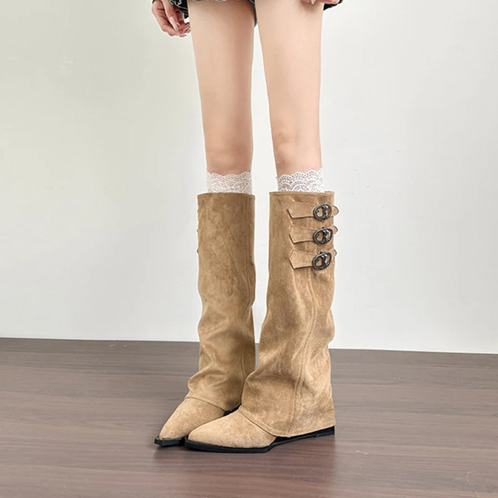 Christella | Dame Læder Lårhøje Støvler med Spænde - Freya Kobenhavn