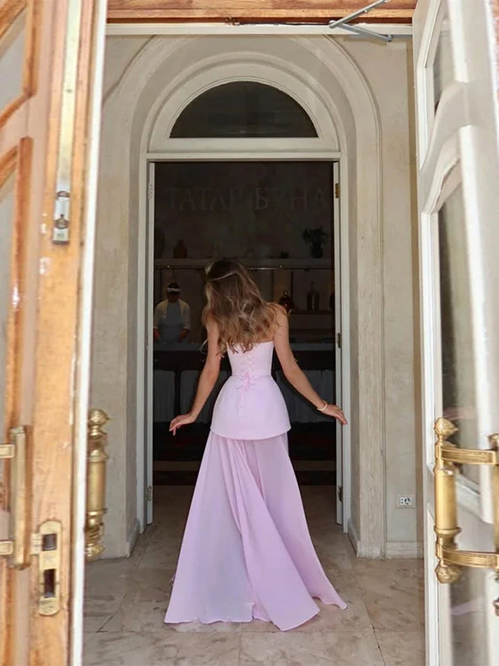 Malou | Kvinde Stropløs Peplum Høj-Slidt Bryllupsgæst Kjole - Freya Kobenhavn