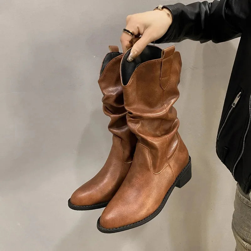 Lovise | Dame Læder Knæhøje Støvler med Hæle - Freya Kobenhavn