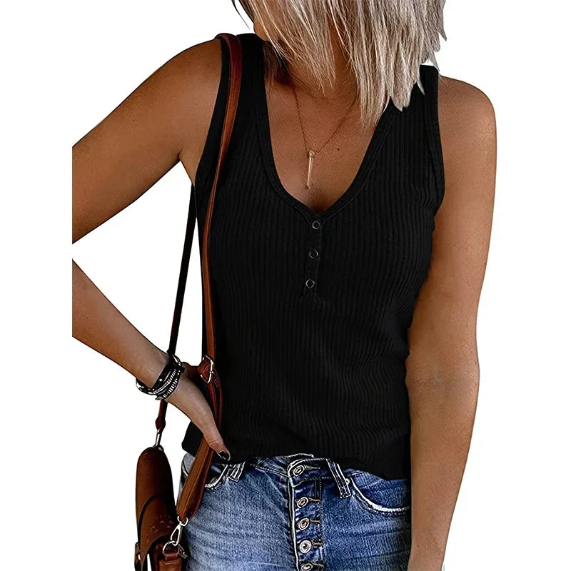 Gisela | Dame Åndbart Ærmeløst Sommertop Med V-Hals - Freya Kobenhavn