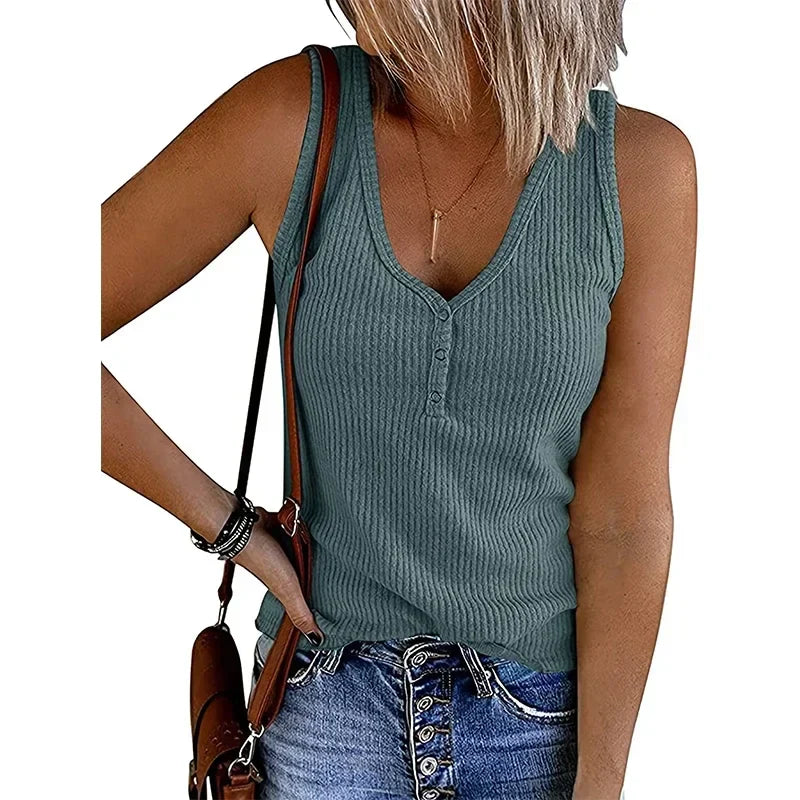 Gisela | Dame Åndbart Ærmeløst Sommertop Med V-Hals - Freya Kobenhavn