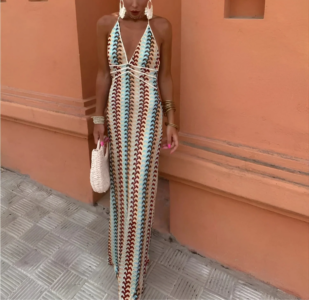 Hilda | Dame Ærmeløs Strand Maxi Halterneck Kjole - Freya Kobenhavn