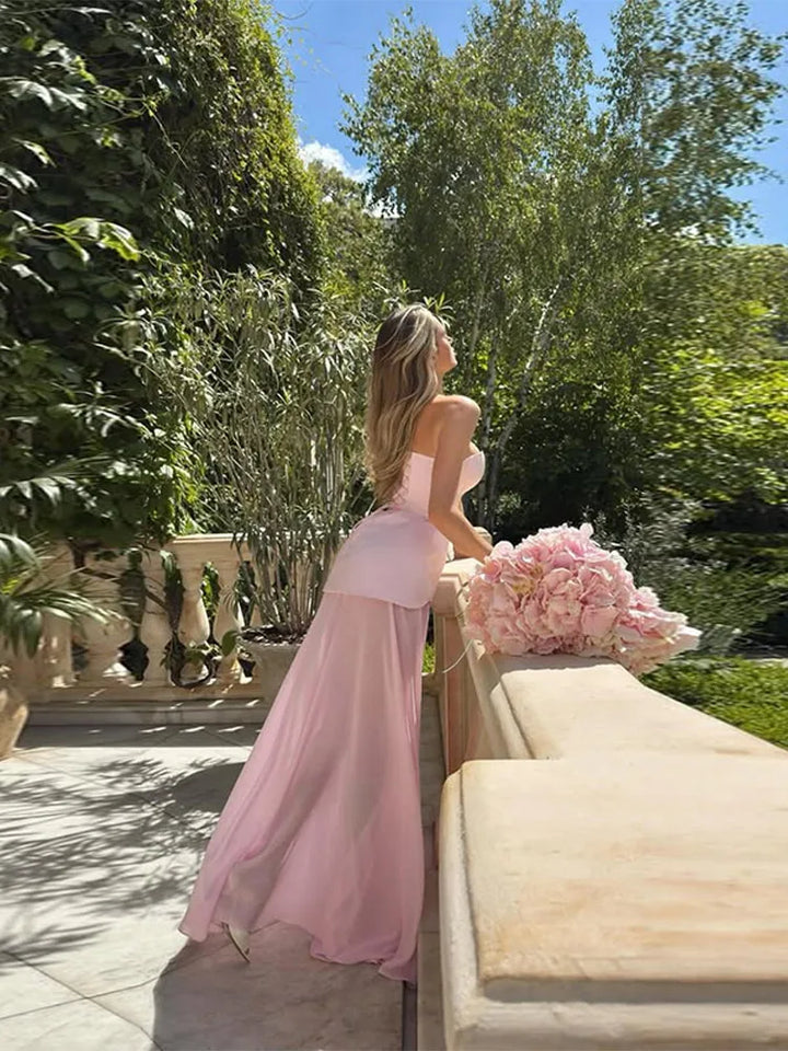 Malou | Kvinde Stropløs Peplum Høj-Slidt Bryllupsgæst Kjole - Freya Kobenhavn