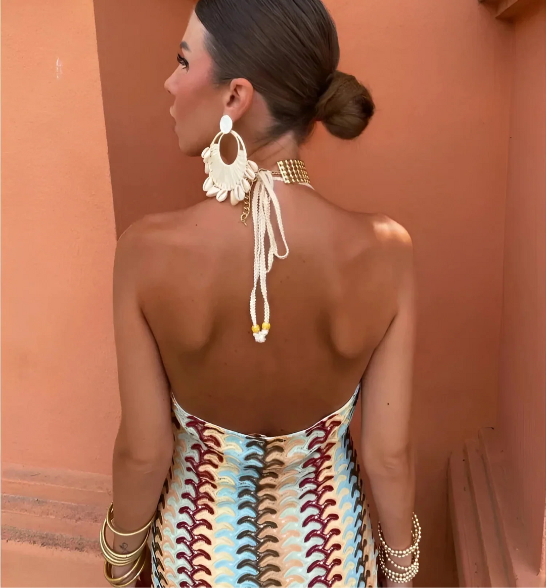 Hilda | Dame Ærmeløs Strand Maxi Halterneck Kjole - Freya Kobenhavn