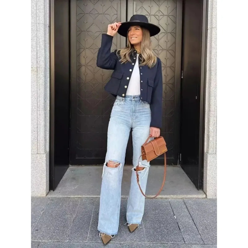 Josefine | Kvinders Vinter Kort Casual Jakke med Knapper - Freya Kobenhavn