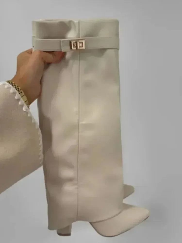 Babette | Dame Læder Lårhøje Støvler med Spænde - Freya Kobenhavn