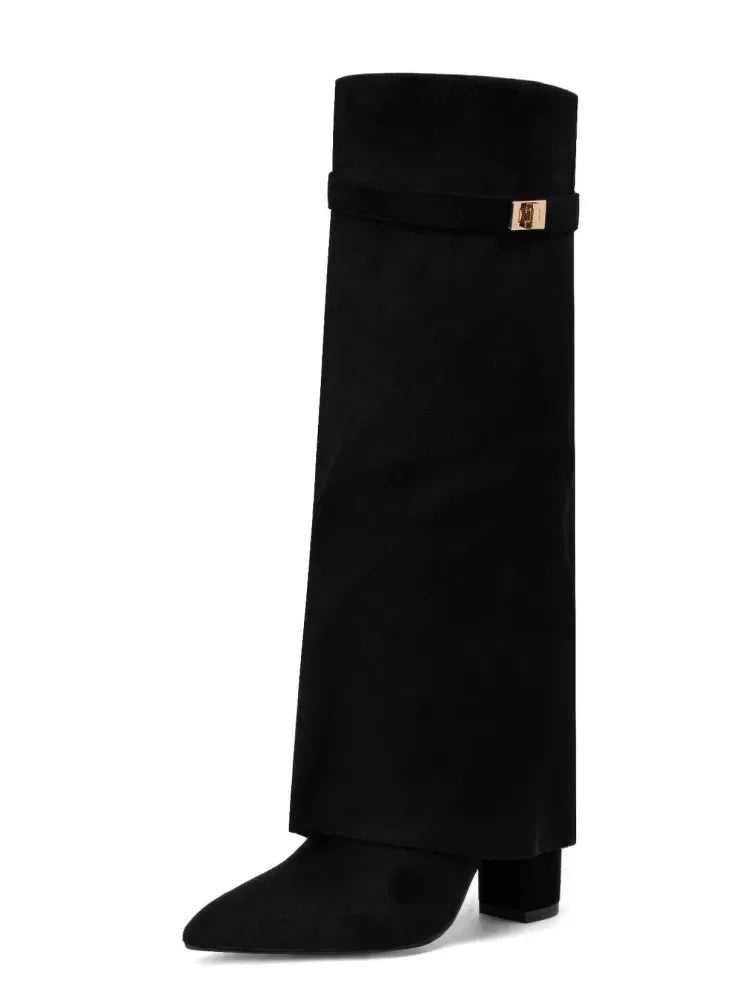 Babette | Dame Læder Lårhøje Støvler med Spænde - Freya Kobenhavn