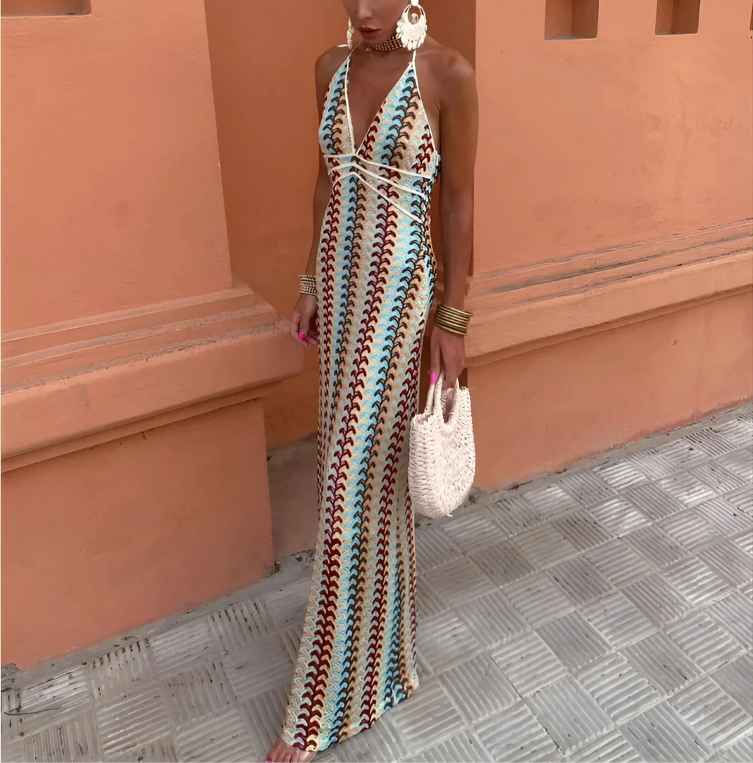 Hilda | Dame Ærmeløs Strand Maxi Halterneck Kjole - Freya Kobenhavn