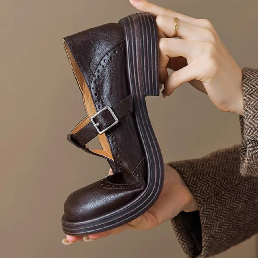 Susie | Klassiske Dame Læder T-rem Sko - Freya Kobenhavn