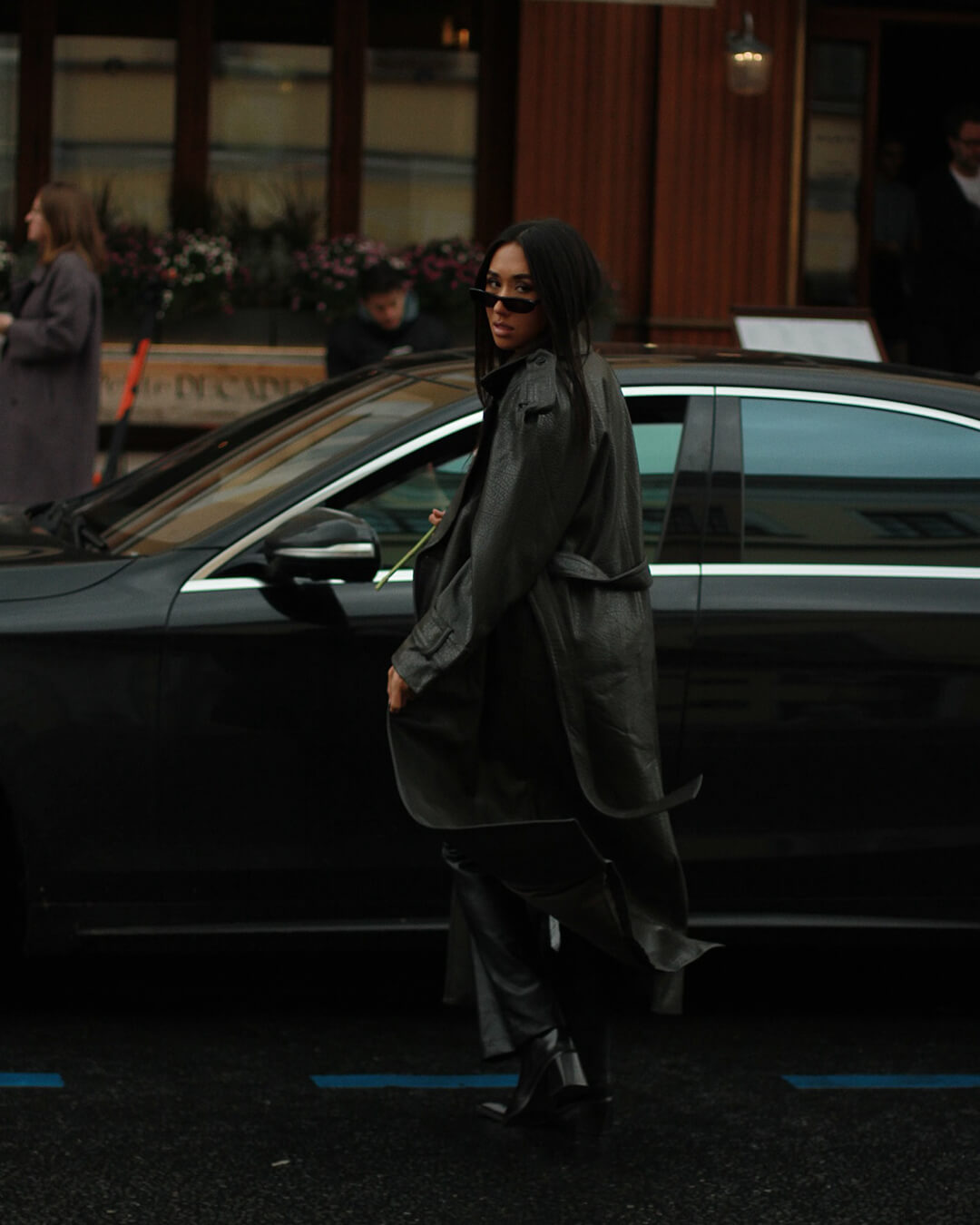 Bertel | Dame Lang Vinter Trenchcoat i Læder