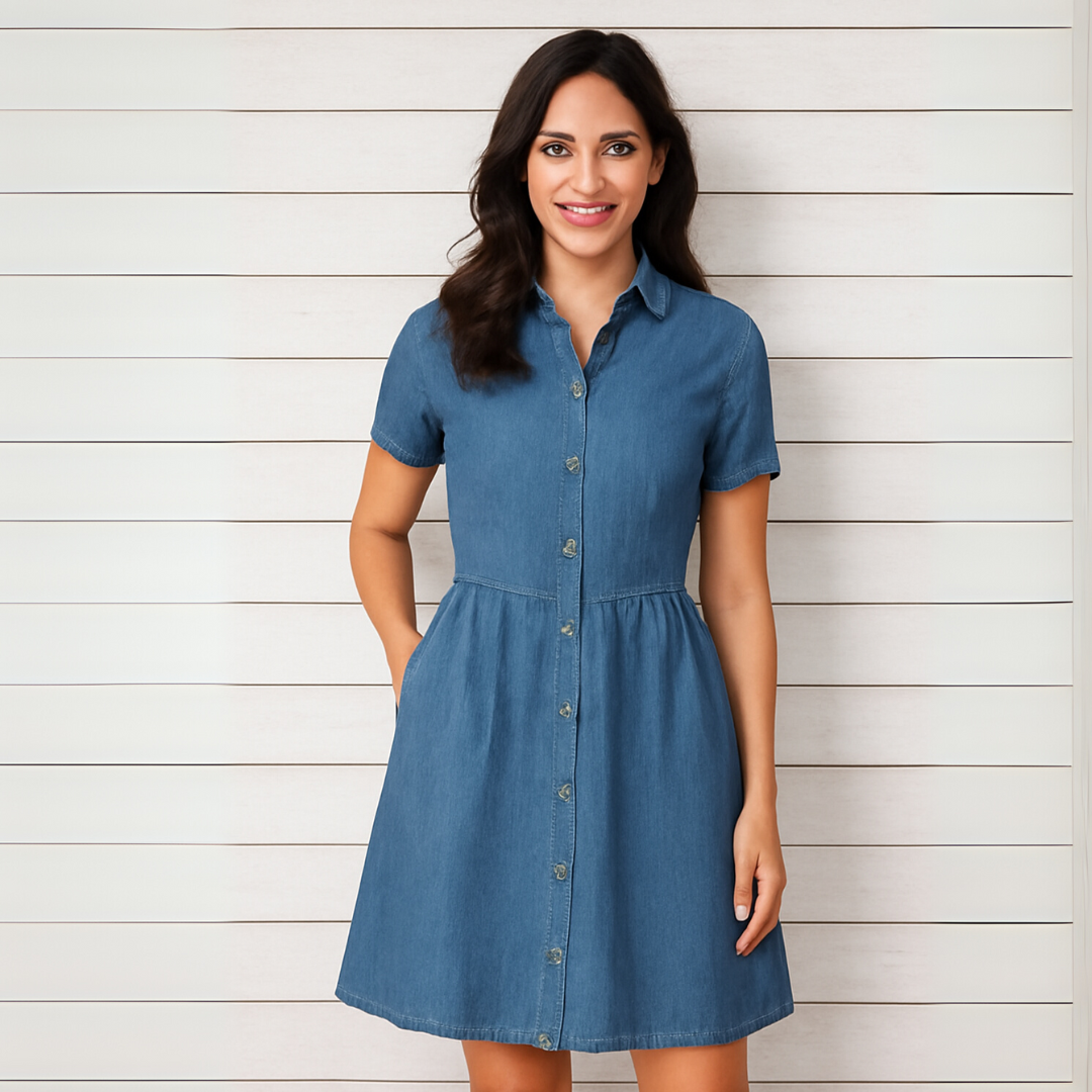 Isabel | Kvinders Sommer Midi-Kjole med Knapper - Freya Kobenhavn