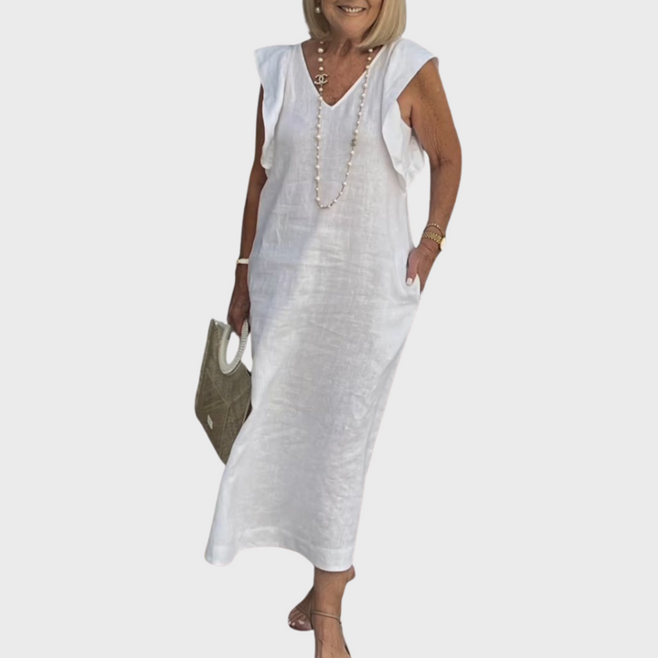 Stine | Dame Ærmeløs Lomme Maxi Casual Kjole