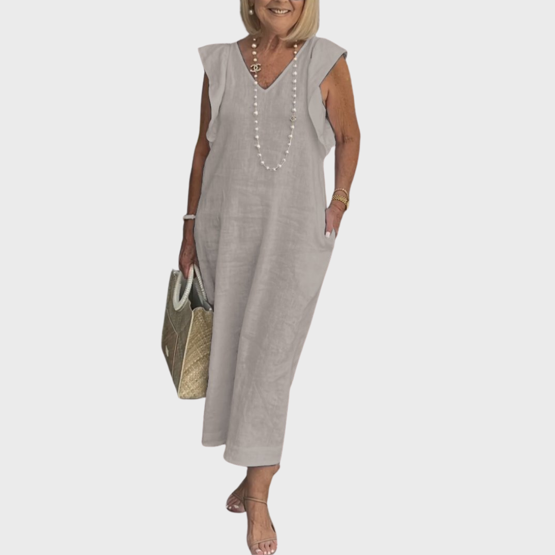 Stine | Dame Ærmeløs Lomme Maxi Casual Kjole