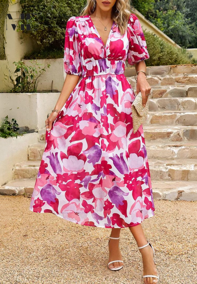 Monica™ | Elegant Floral Dress - Freya Kobenhavn