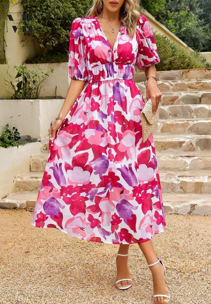 Monica™ | Elegant Floral Dress - Freya Kobenhavn