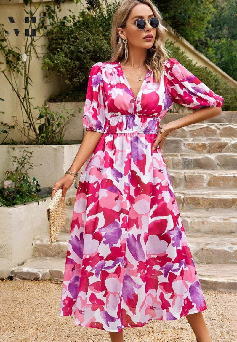 Monica™ | Elegant Floral Dress - Freya Kobenhavn