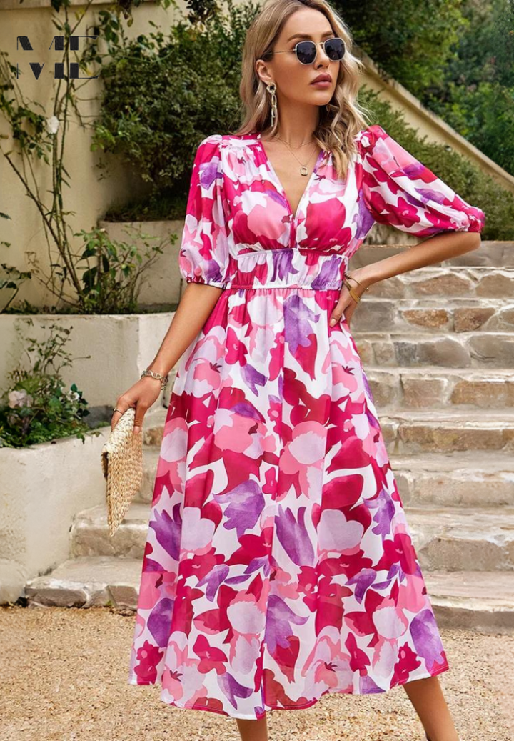 Monica™ | Elegant Floral Dress - Freya Kobenhavn