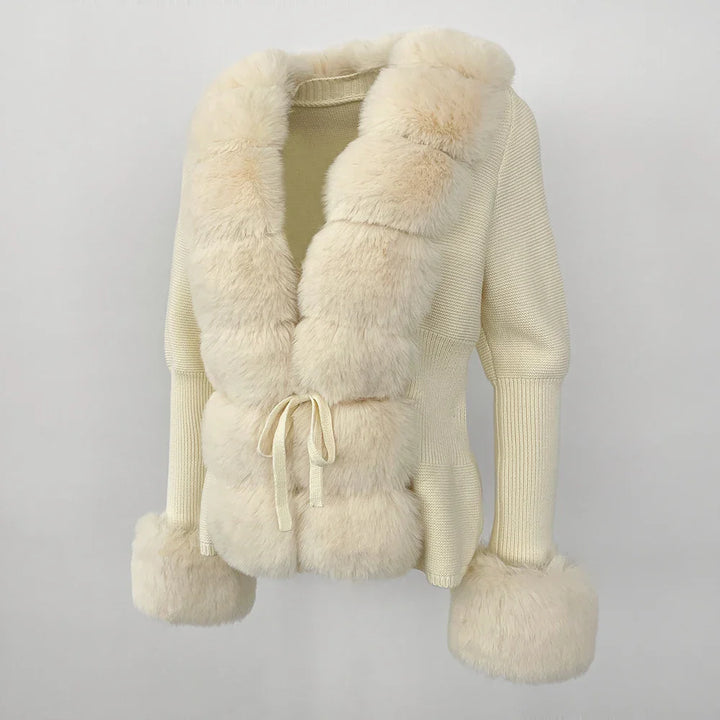 Celina | Dame Cardigan med Kunstpelskant og Bindelukning - Freya Kobenhavn