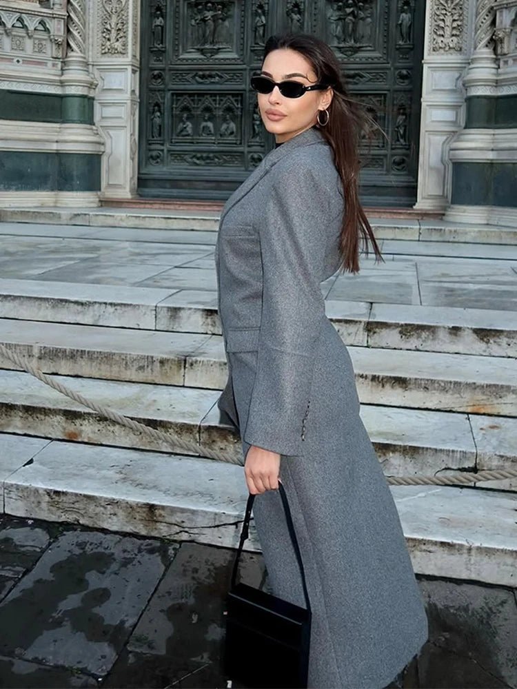 Bolette | Dame Lang Vinterfrakke i Uld med Knapper