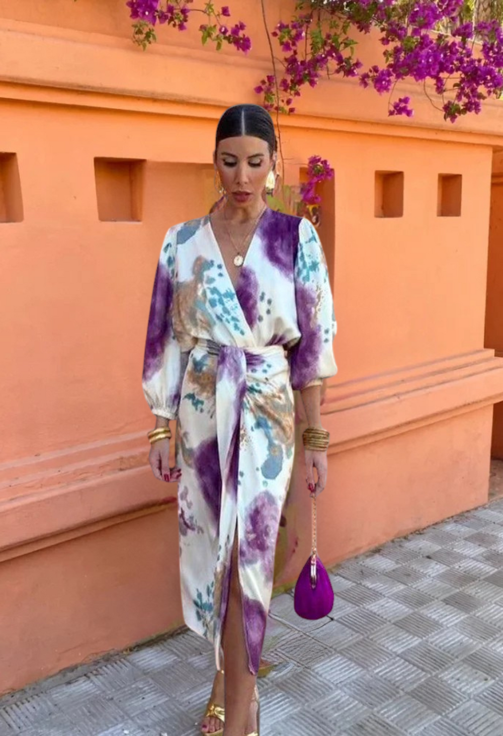 Rasmine | Elegant Batikfarvet Draperet Kjole - Freya Kobenhavn