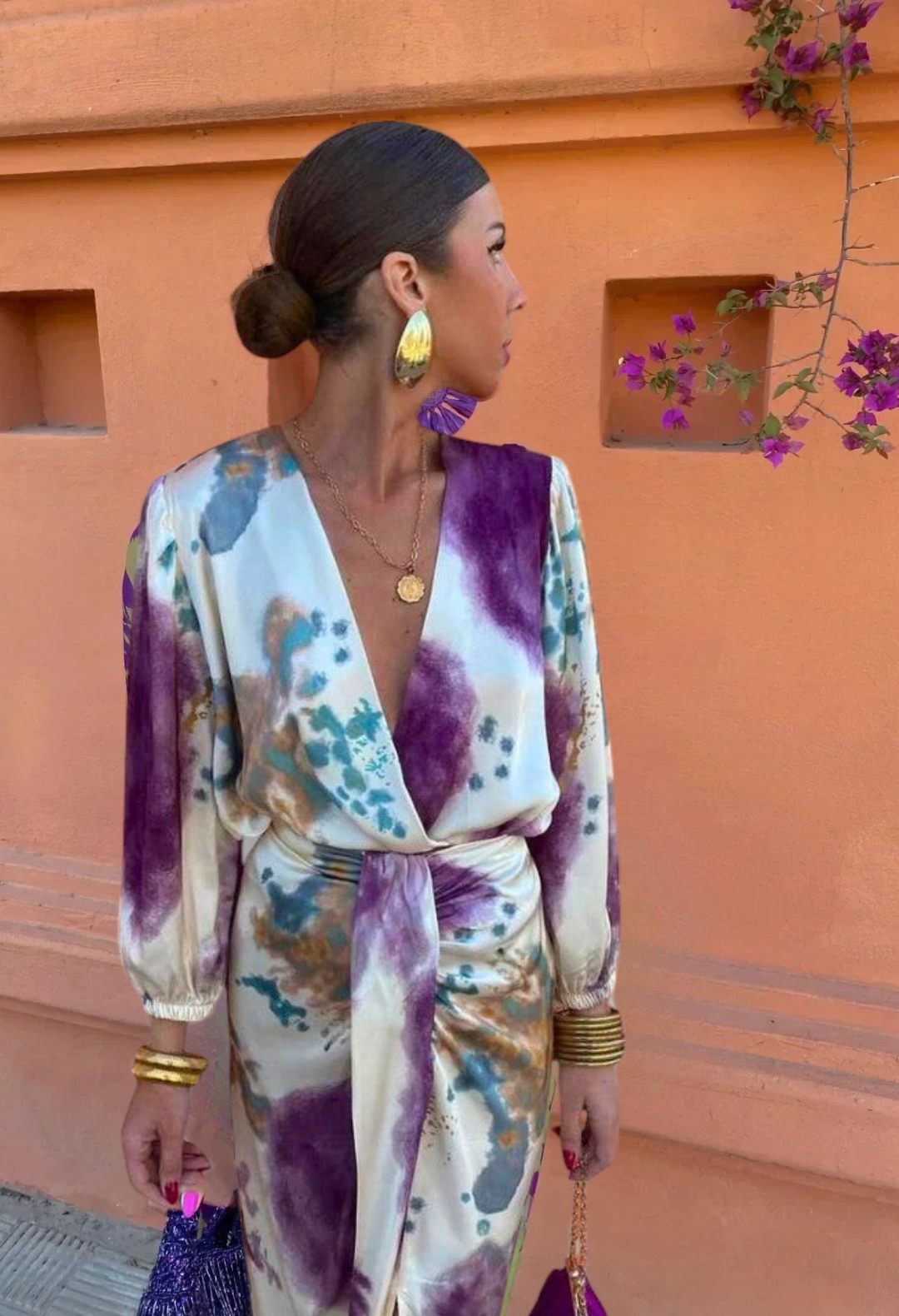 Rasmine | Elegant Batikfarvet Draperet Kjole - Freya Kobenhavn