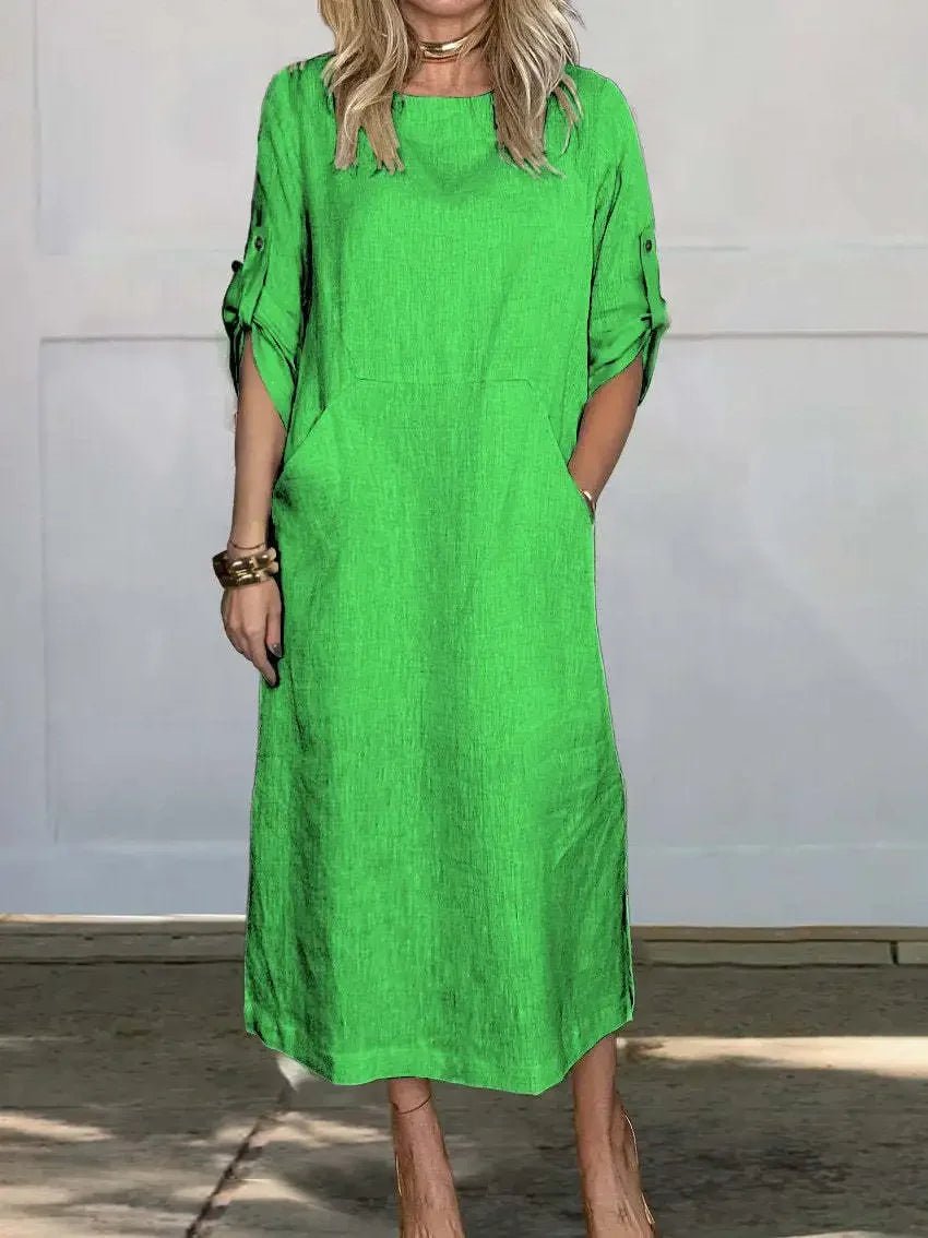 A-Line Kjole Løs Pasform Luftig Elegant Midi - Light Green
