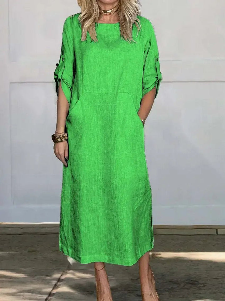 A-Line Kjole Løs Pasform Luftig Elegant Midi - Light Green