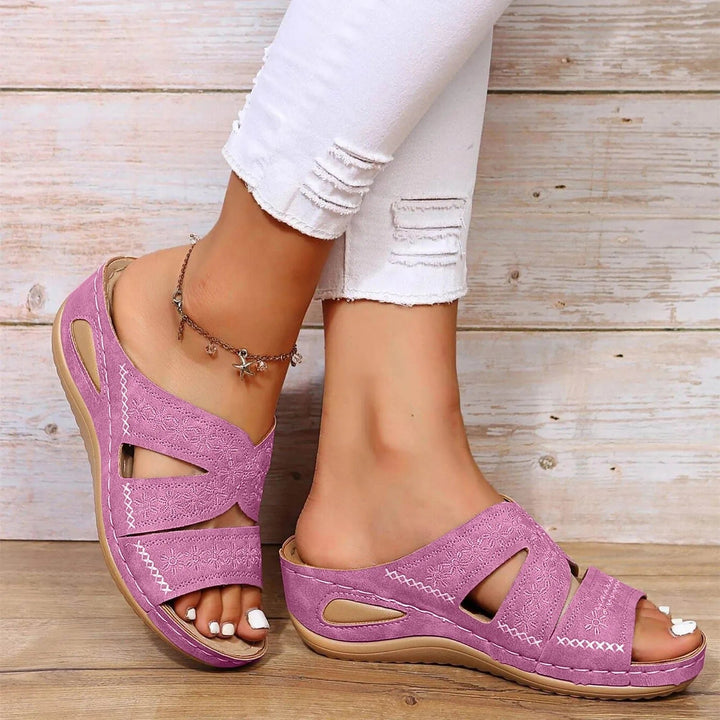 Cross-Strap Sandaler Ortopædiske Justerbare Remme - Purple