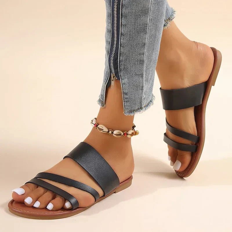 Cross-Strap Sandaler Polstrede Sål Komfort Sort