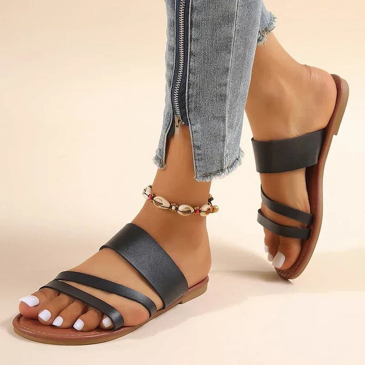 Cross-Strap Sandaler Polstrede Sål Komfort Sort