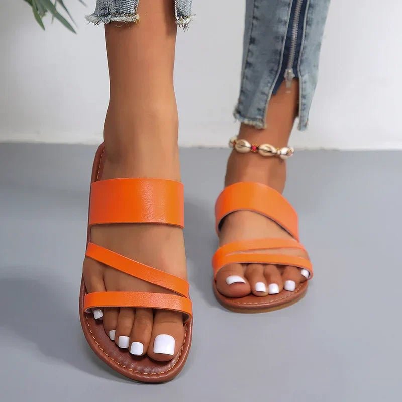Cross-Strap Sandaler Polstrede Sål Komfort Sort - Orange