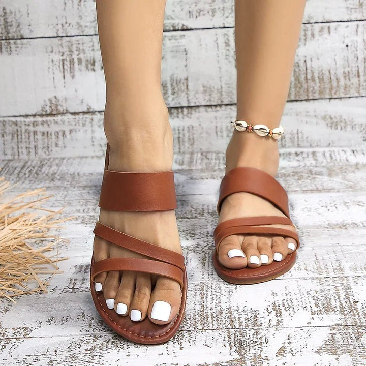 Cross-Strap Sandaler Polstrede Sål Komfort Sort