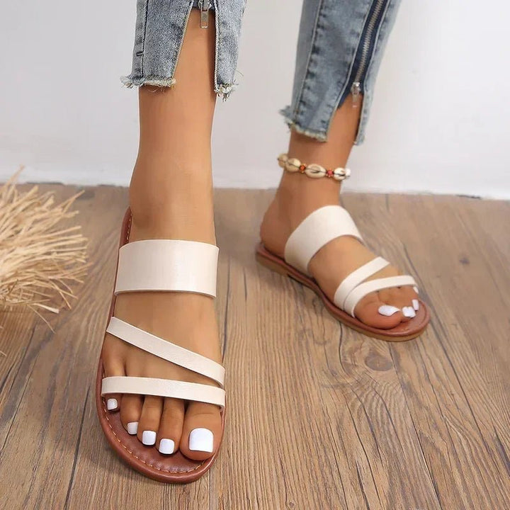 Cross-Strap Sandaler Polstrede Sål Komfort Sort - Beige