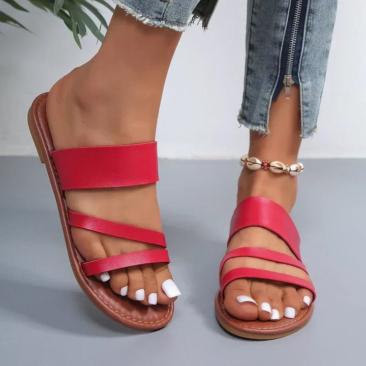 Cross-Strap Sandaler Polstrede Sål Komfort Sort - Red