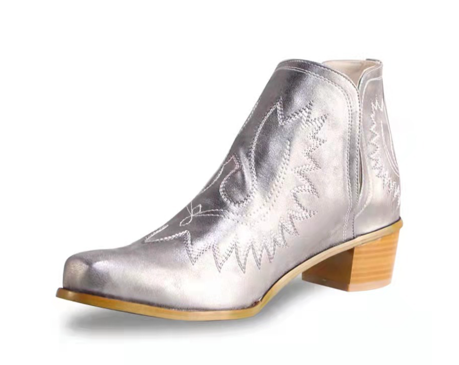 Edith | Dame Western Ankelstøvler med Broderi - Freya Kobenhavn