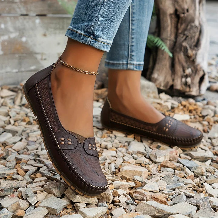 Benedikte | Dame Perforerede Komfort Slip On Loafers - Freya Kobenhavn