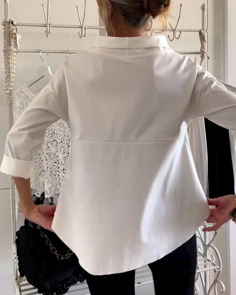 Dame Afslappet Bateau-hals Bluse med 3/4-ærmer Dropped Shoulder