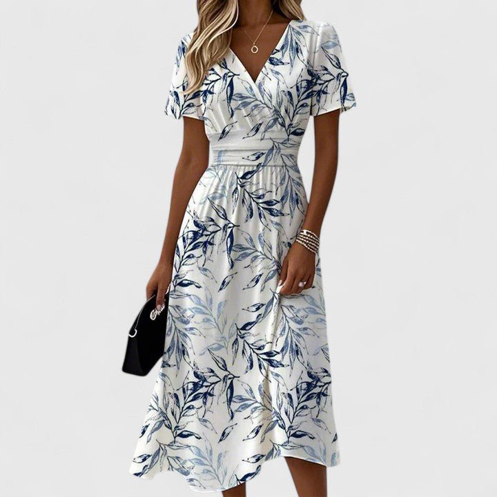 Dame Blomstret Slå-om Midi Kjole - Floral White