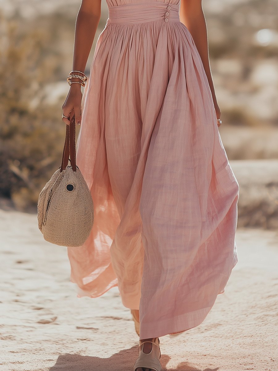 Dame Boho Hæklede Halter Maxi Kjole