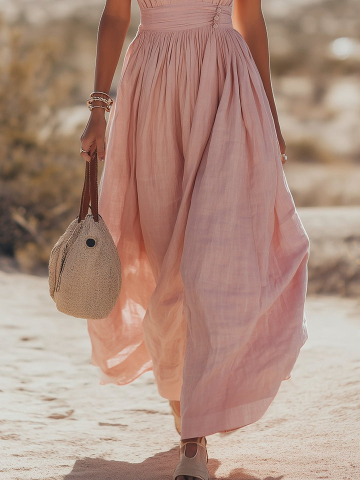 Dame Boho Hæklede Halter Maxi Kjole